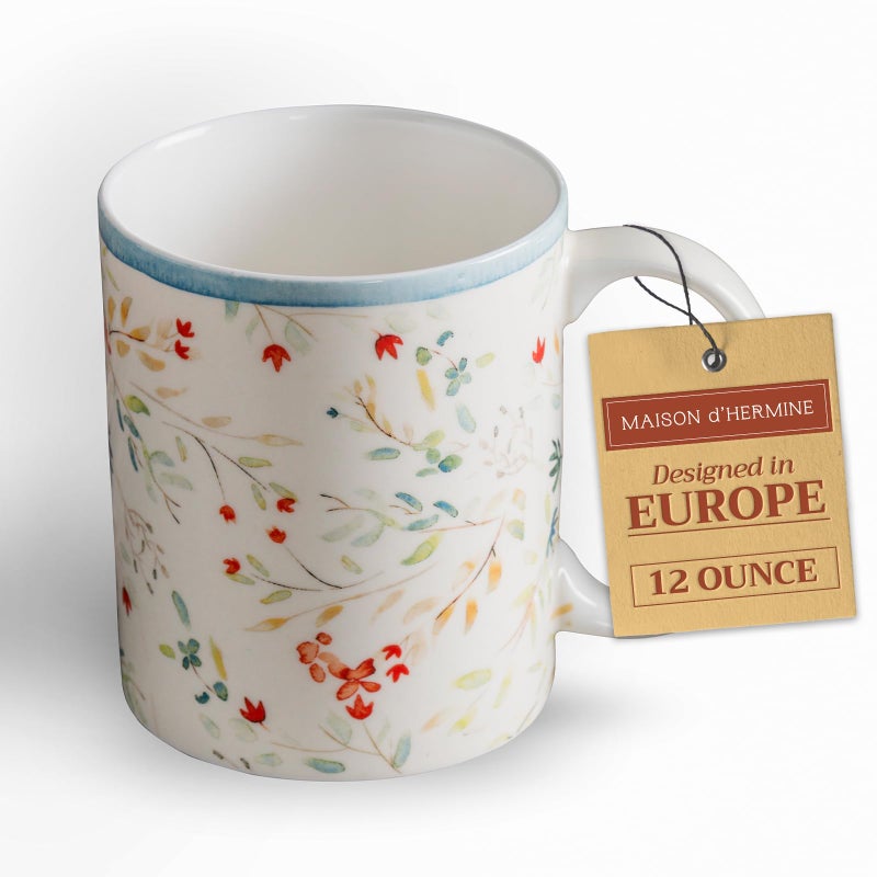 Maison d' Hermine Coffee Mug with Handles Fine Bone China Mugs Pack of One Tea Cups for Hot Beverages Cappuccino Latte Home Restaurant Office Perfect for Gift (Colmar - Blue, 12 Ounce) - Image 1